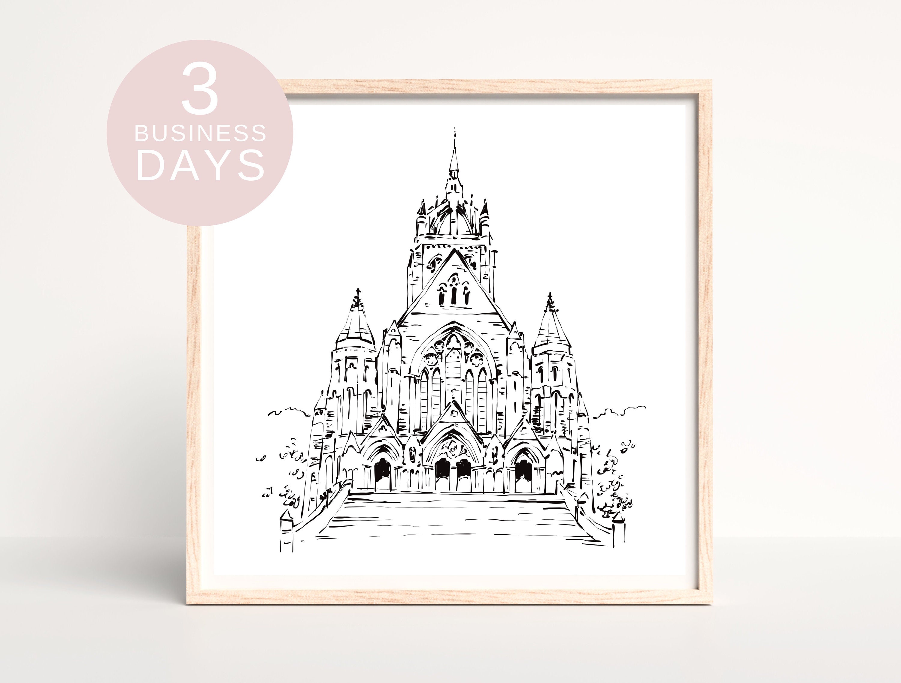 Church Wedding Venue Illustration, Wedding Venue Sketch, Custom Wedding ...