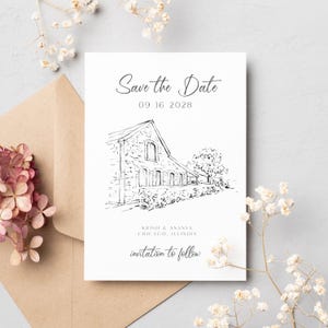 Wedding Venue Illustration, Custom Drawing from Photo, Hand Drawn Venue Sketch, Wedding Venue Drawing, Wedding Drawing, 1st Anniversary Gift image 16