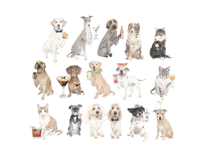 Pet Signature Drink Sign, Custom Watercolor Painting, Signature Drink illustration, Dog Custom Bar Sign, Signature Cocktail Wedding Sign image 4