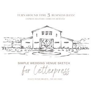 Boceto de lugar de boda dibujado a mano para impresión tipográfica, ilustración minimalista de lugar de boda, arte lineal simple, ilustración de boda personalizada, SVG