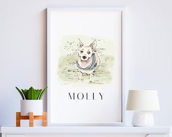 Watercolor Pet Portrait from photo, Dog Painting, Hand Drawn Gift, Customised Pet Portrait, Gifts for Family