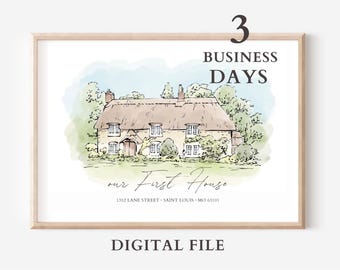 Custom Watercolor House Portrait: Hand-Drawn Home Painting (Digital Download)