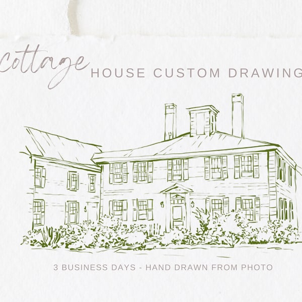 Farm House, Wedding Venue Illustration from photo, House Portrait, Custom Hand Drawn Illustration, Digital Download
