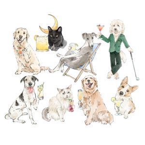 Pet Signature Drink Sign, Custom Watercolor Painting, Signature Drink illustration, Dog Custom Bar Sign, Signature Cocktail Wedding Sign image 1