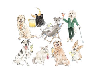 Pet Signature Drink Sign, Custom Watercolor Painting, Signature Drink illustration, Dog Custom Bar Sign, Signature Cocktail Wedding Sign
