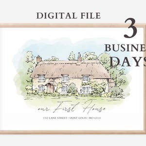 Portret aquarel huis, huis schilderen, eerste huis, sluitingscadeau makelaar, housewarming cadeau, huisverjaardagscadeau, huistekening van foto