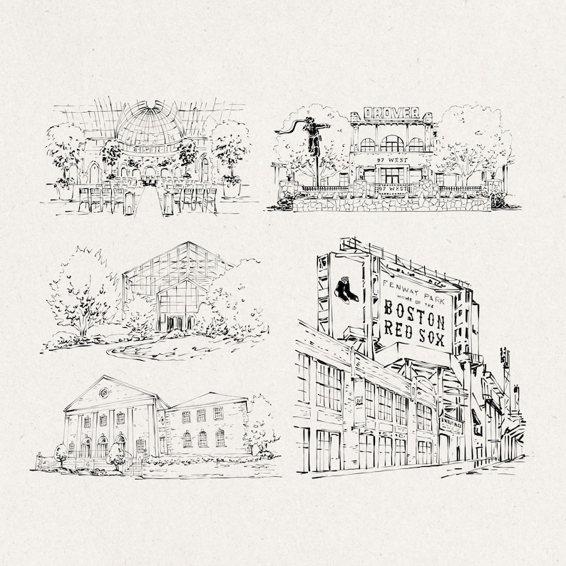 Wedding Venue Illustration, Custom Drawing from Photo, Hand Drawn Venue Sketch, Wedding Venue Drawing, Wedding Drawing, 1st Anniversary Gift image 6