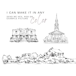 Hand Drawn Wedding Venue Sketch for Letterpress, Minimalist Wedding Venue Illustration, Simple Line Art, Custom Wedding Illustration, SVG image 3