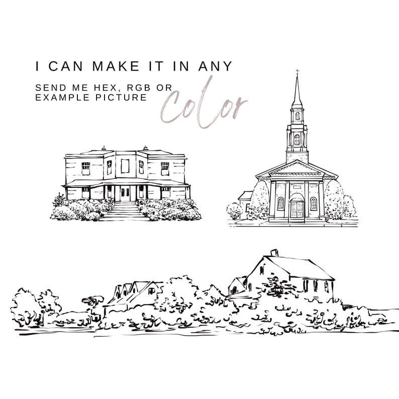 Hand Drawn Wedding Venue Sketch for Letterpress, Minimalist Wedding Venue Illustration, Simple Line Art, Custom Wedding Illustration, SVG image 3