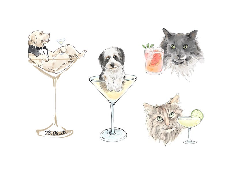 Pet Signature Drink Sign, Custom Watercolor Painting, Signature Drink illustration, Dog Custom Bar Sign, Signature Cocktail Wedding Sign image 16