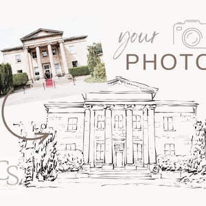 Hand Drawn Venue Illustration, Castle Wedding Venue Drawing, Palace ...