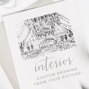 Interior Illustration, custom Illustration, Personalised Wedding invitations, Drawing from your picture