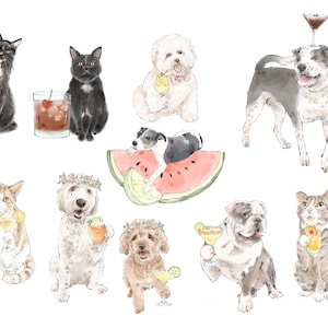 Pet Signature Drink Sign, Custom Watercolor Painting, Signature Drink illustration, Dog Custom Bar Sign, Signature Cocktail Wedding Sign image 2