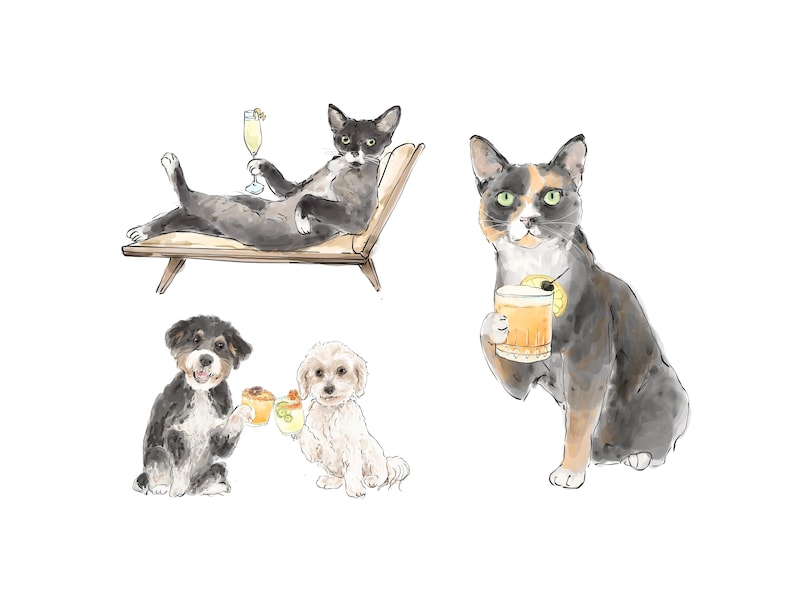 Pet Signature Drink Sign, Custom Watercolor Painting, Signature Drink illustration, Dog Custom Bar Sign, Signature Cocktail Wedding Sign image 14