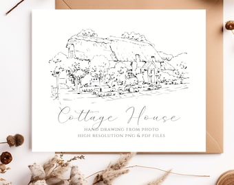 Farm House, Wedding Venue Illustration from photo, House Portrait, Custom Hand Drawn Illustration, Digital Download, custom house drawing