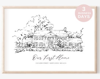 House Portrait, House Drawing, Realtor Closing Gift, Housewarming Gift, Home Portrait from Photo, Anniversary Gift, Christmas Gift