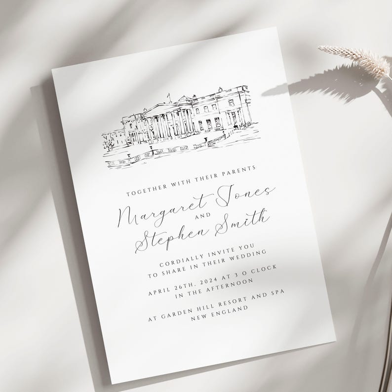 Wedding Venue Illustration, Custom Drawing from Photo, Hand Drawn Venue Sketch, Wedding Venue Drawing, Wedding Drawing, 1st Anniversary Gift image 15