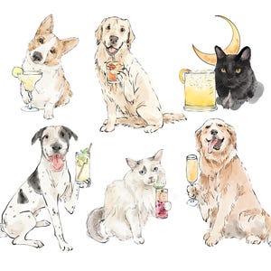 Pet Signature Drink Sign, Custom Watercolor Painting, Signature Drink illustration, Dog Custom Bar Sign, Signature Cocktail Wedding Sign