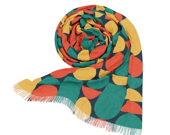 Vibrant geometric color block scarf lightweight long soft thin  | head scarf fashion for women | colorful scarves g