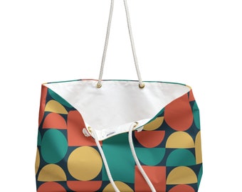 Weekender tote bag for women, Color block oversized shoulder bag for overnight travel, weekend on a beach and shopping