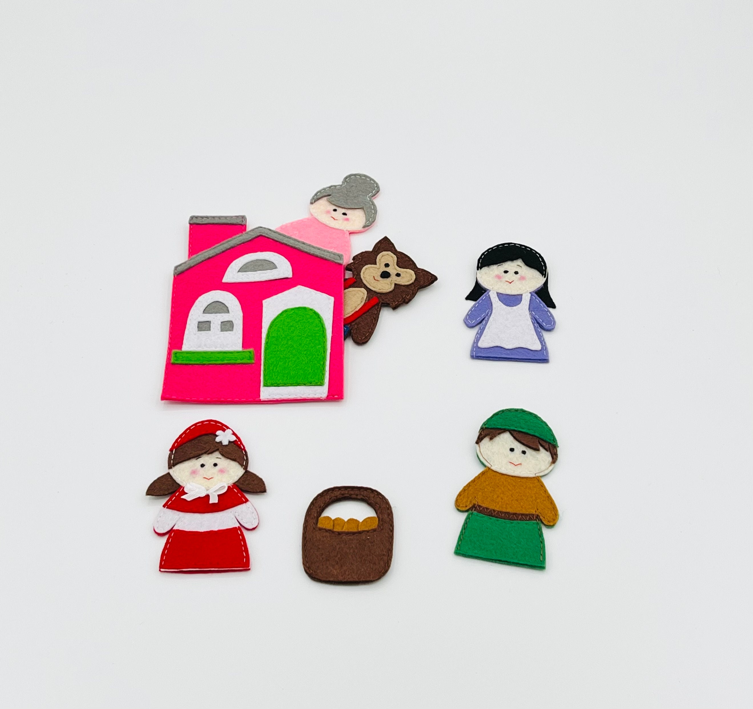 あかずきん フェルト人形セット 手作りフェルト指人形：赤ずきんストーリーセット - Etsy 日本