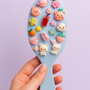 Kawaii Hair Brush – Handmade Decorated Detangling Brush, Customized Present for Sister, Friend, Party Idea, Birthday Gift, Gift for Girls