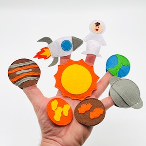 Made in Ukraine Felt Finger Puppets, Puppet Theater, Space, Astronaut,  Set for Kids, Handmade, Finger Toys