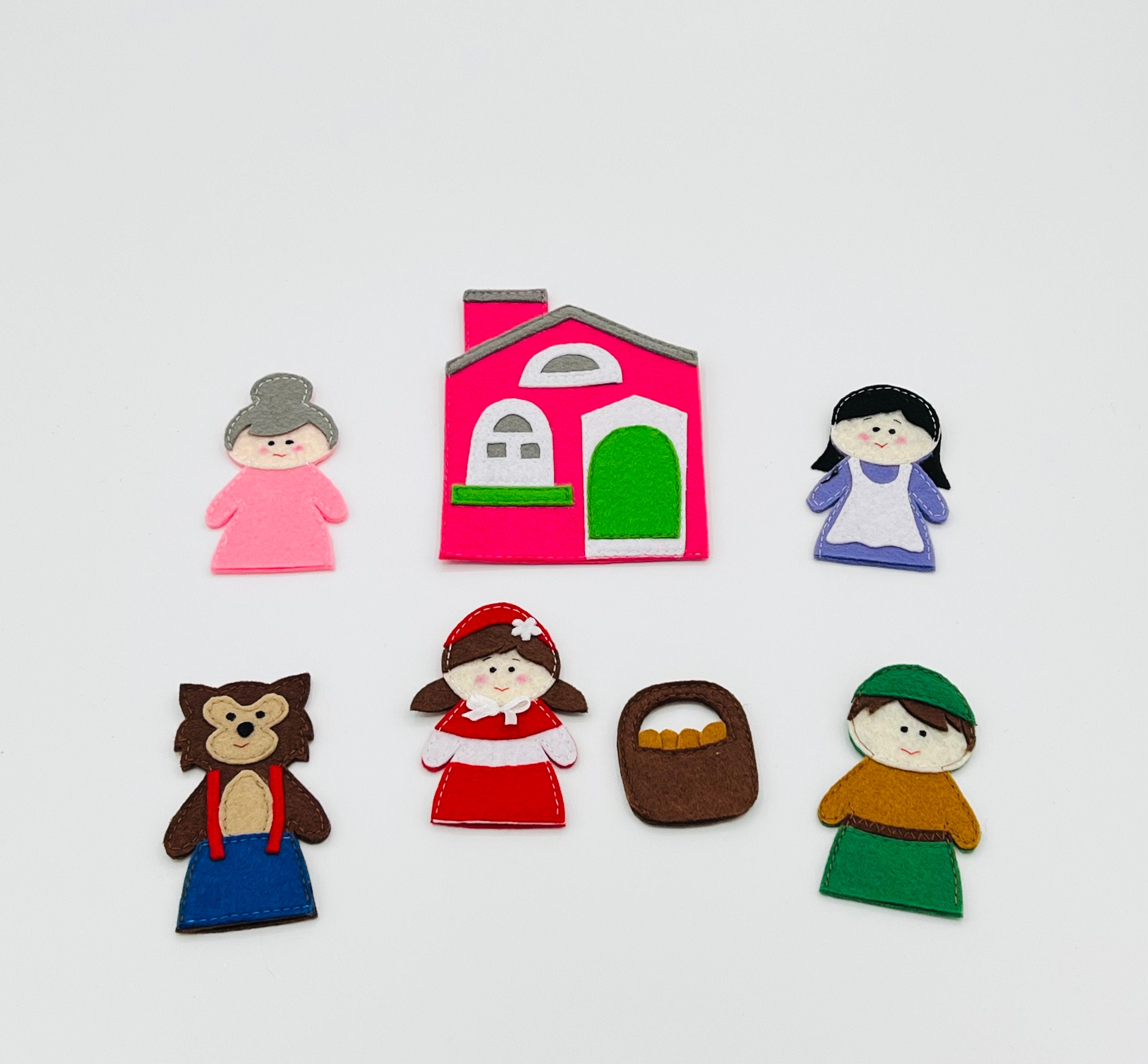 手作りフェルト指人形：赤ずきんストーリーセット - Etsy 日本