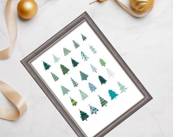 Christmas Tree Print, Boho Holiday Print, Holiday Decor, Christmas Wall Art, Christmas Printable, Holiday Art, Christmas Decor