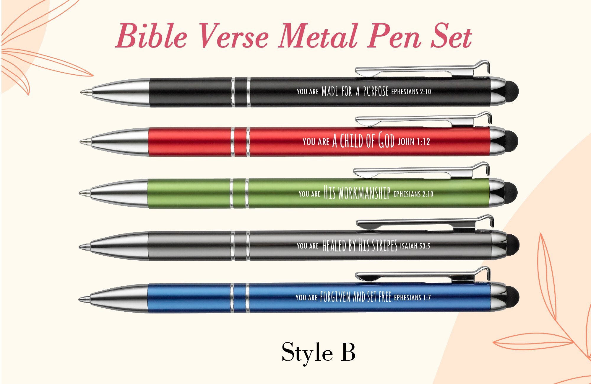 Sabary 4 Pcs Bible Pens Inspirational Ballpoint Pens in Matching Gift Case  Colored Quotes Pens for Women Pens with Bible Verses Refillable Writing