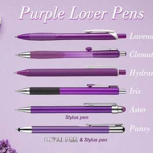 purple lover pens, set of 6 purple pen ,purple girl gift ,office lady favor pens, Christmas gift, stocking stuffer