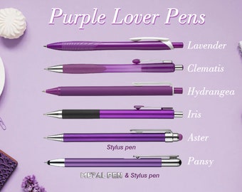 purple lover pens, set of 6 purple pen ,6 styles purple pens. purple girl gift ,office lady favor pens, nurse pens , teacher gift