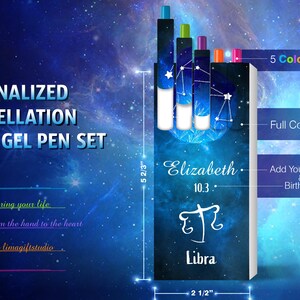 Zodiac Pen, Constellation pen set, Personalized  gel pen , Custom  gel pens ,  Galaxy pen set , cute pen, Birthday Gift,Christmas gift.
