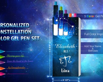 Zodiac Pen Set: Personalized Constellation Gel Pens, Birthday Gift,Perfect stocking stuffer