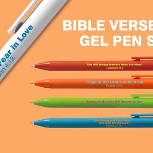 Bible verse pen set, Bible study gift pen ,Black ink gel pen set,Christmas gift,Christmas stocking stuffer .