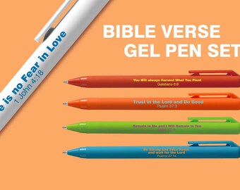 Bible Verse Gel Pen Set: Christian Gift, Black Ink Pens