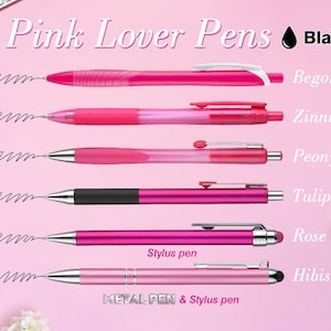 Pink Pen Set: Floral Pens for Office, Teacher, Nurse - Black Ink