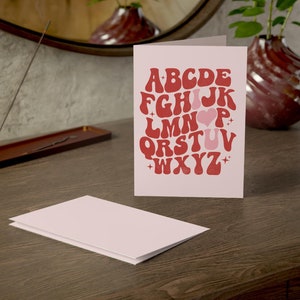 Valentines Greeting Card, Valentines Card, Alphabet Valentine Card, Cute card for valentines day, anniversary gift, card for anniversary