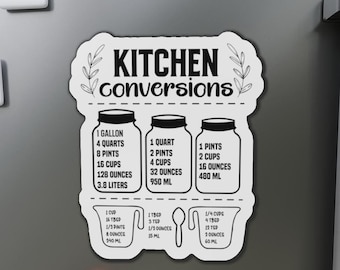 Kitchen Conversions Chart Magnet - Handy Measurement Guide for Cooking, Fridge Magnet,, Home owner gift, cooking conversion chart, magnet