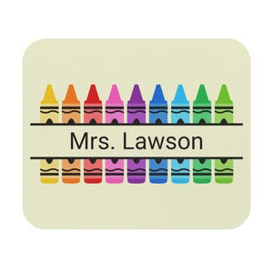 Personalized Crayon Mouse Pad for Teacher, Custom Desk Mat for Teachers, Back to School Gift, Cute Classroom Decor, Fun Office Supplies