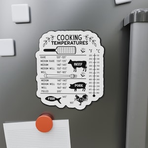 Cooking Temperatures Chart Magnet - Handy Temperature Guide for Cooking, Fridge Magnet,, Home owner gift, meat temperature chart, magnet