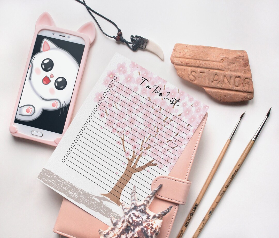 Printable to Do List Task List Kawaii Pink Sakura Tree - Etsy