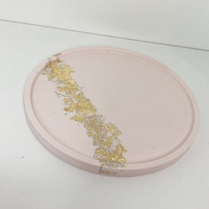 Decorative Oval tray (GOLD LEAF half and half marble or plain) Trinket tray, bathroom accessory Gift for her, birthday gift, Home gift image 9