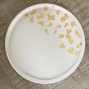 Decorative Oval tray (GOLD LEAF half and half marble or plain) Trinket tray, bathroom accessory Gift for her, birthday gift, Home gift x-large round tray