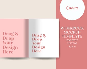 Blush Etsy Listing Mockup, 8.5x11, Workbook Canva Template for Digital Product Printables Worksheets Planner or Ebook Journal Image Template