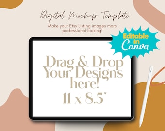 Etsy Listing Mockup Boho Aesthetic for Digital Planner Product Printables, Canva Editable, 8.5x11 Worksheets Journals for Etsy listing Image