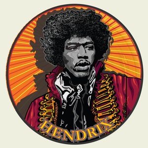 JIMI HENDRIX Rock Music Legend Decal, Jimi Hendrix Legendary Guitar Player Vinyl Decal, Jimi Hendrix Classic Rock Vinyl Decal Sticker Oval