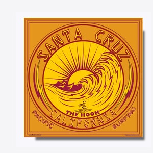 Santa Cruz California Surfing Decal, California Pacific Surfing Vinyl Sticker, Santa Cruz Sunset Waves Ocean Die Cut Vinyl Sticker Decal