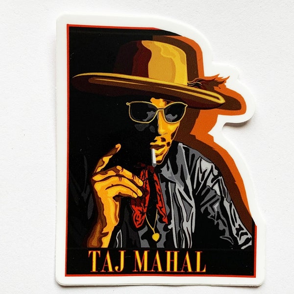 TAJ MAHAL Dye Cut Decal, American Blues, World Musician, Singer,  Guitarist, Songwriter, Harmonica,   Dye Cut Vinyl Decal Sticker 3" x 2.50"