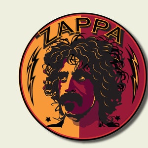 FRANK ZAPPA Portrait Rock Music Decal, Frank Zappa Jazz Musician Sticker, Frank Zappa Mothers of Invention Oval Vinyl Sticker Decal 3" x 3"
